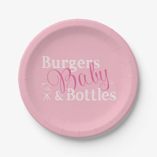 Burgers Baby flessen Babyq BBQ Baby Girl Roze Papieren Bordje (Voorkant)