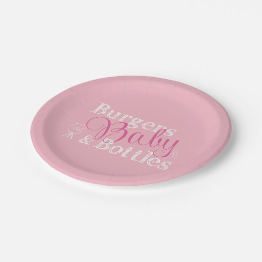 Burgers Baby flessen Babyq BBQ Baby Girl Roze Papieren Bordje (Gekanteld)