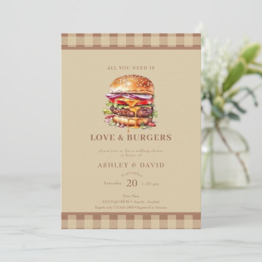 Burgers| BBQ | Koppel Bruiloft Kaart (Staand voorkant)