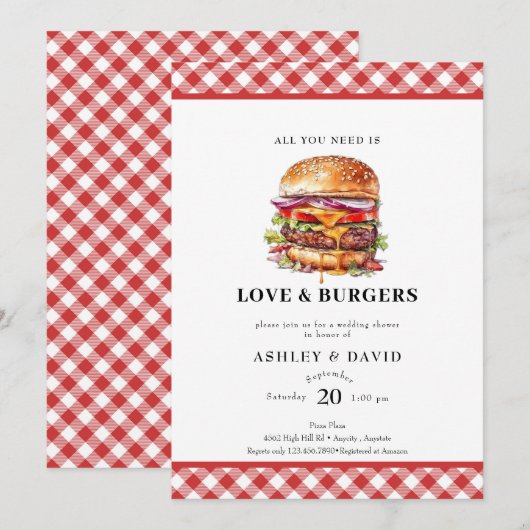 Burgers| BBQ | Koppel Bruiloft Kaart (Voorkant / Achterkant)