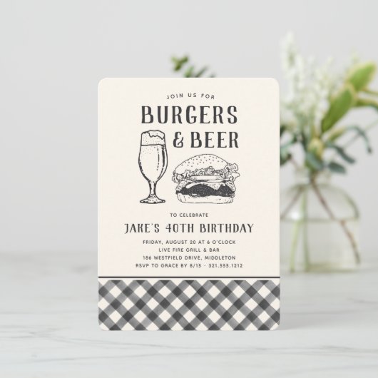 Burgers & Beer Elke keer of op een verjaardag Kaart (Staand voorkant)