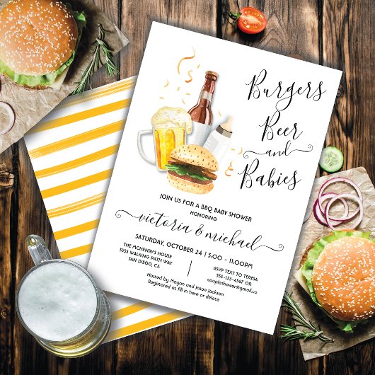 Burgers Beer en Babies Baby shower Kaart