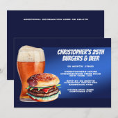 Burgers bier bbq grillen chilling realistisch blau kaart (Voorkant / Achterkant)