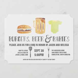Burgers, bier en baby's - Baby shower van paar Kaart