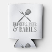 Burgers, Bier en Baby's BBQ Baby shower Blikjeskoeler (Voorkant)