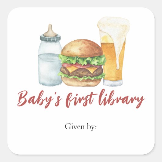 Burgers, bier en baby's - de eerste bibliotheek va vierkante sticker (Voorkant)