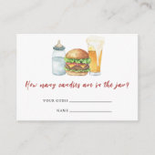 Burgers, Bier en Baby's - Hoeveel snoepjes Informatiekaartje (Voorkant)