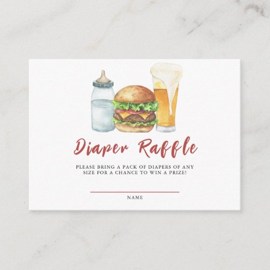 Burgers, Bier en Baby's - Luier Raffle Informatiekaartje (Voorkant)