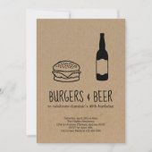 Burgers & Bier Verjaardags/Bachelorfeest Uitnodigi Kaart (Voorkant)