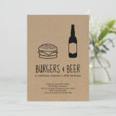 Burgers & Bier Verjaardags/Bachelorfeest Uitnodigi Kaart (Staand voorkant)