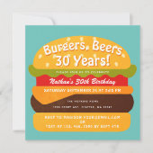 Burgers, bier verjaardagsuitnodiging kaart (Voorkant)