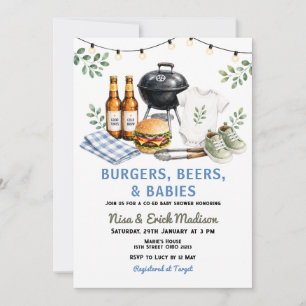 Burgers, Bieren & Baby's Co-Ed Baby Shower Kaart
