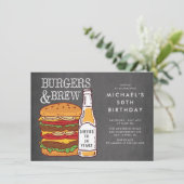 Burgers & Brew Barbecue Birthday Invitation Kaart (Staand voorkant)