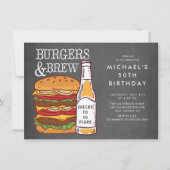 Burgers & Brew Barbecue Birthday Invitation Kaart (Voorkant)