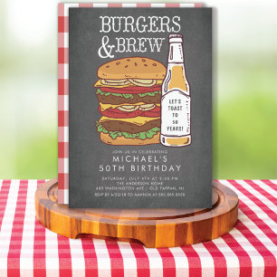 Burgers & Brew Barbecue Birthday Invitation Kaart