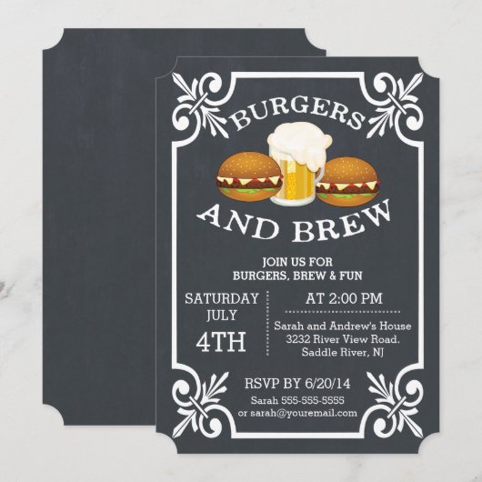 Burgers & Brew Barbecue Party - Uitnodiging (Voorkant / Achterkant)
