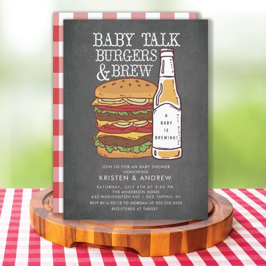 Burgers & Brew Couples Baby shower Uitnodiging