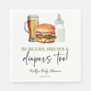 Burgers Brews en Luiers Ook! Baby Shower Servet
