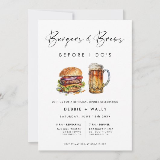 Burgers & Brews voor het repetitiediner van I Do Kaart (Voorkant)