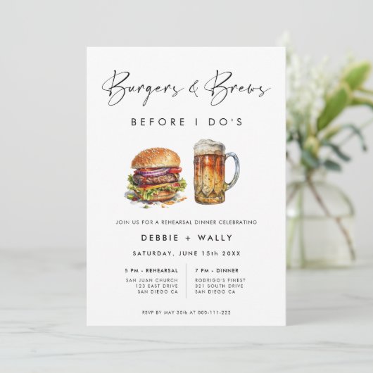 Burgers & Brews voor het repetitiediner van I Do Kaart (Staand voorkant)