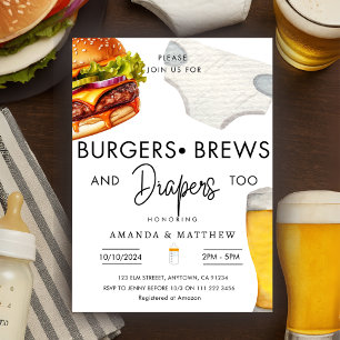 Burgers, Brouwen Luiers Casual Paar Baby shower Kaart