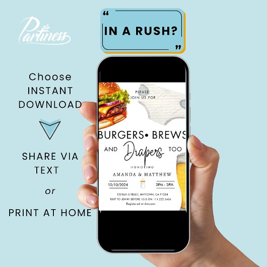 Burgers, Brouwen Luiers Casual Paar Baby shower Kaart