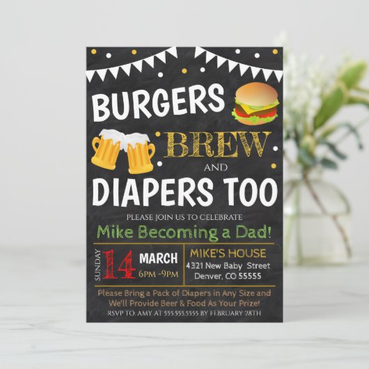 Burgers en Baby shower Bier Kaart (Staand voorkant)