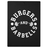 Burgers en Barbells - Funny Workout Motivatie Klembord (Achterkant)