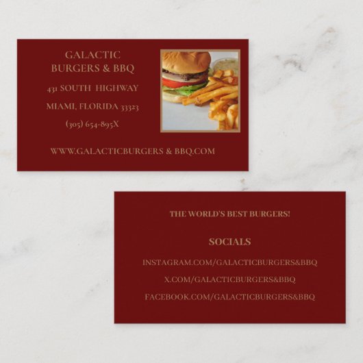 Burgers en bbq voedsel visitekaartje (Voorkant / Achterkant)