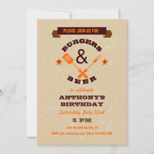 Burgers en Beer Birthday Invitation Kaart (Voorkant)