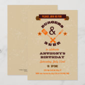Burgers en Beer Birthday Invitation Kaart (Voorkant / Achterkant)
