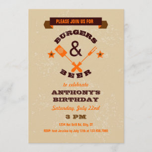 Burgers en Beer Birthday Invitation Kaart
