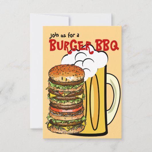Burgers en Beer Summer Fun Party Invitation Kaart (Voorkant)