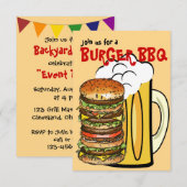 Burgers en Beer Summer Fun Party Invitation Kaart (Voorkant / Achterkant)