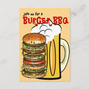 Burgers en Beer Summer Fun Party Invitation Kaart