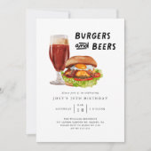 Burgers en Beers BBQ Verjaardagsfeest Kaart (Voorkant)