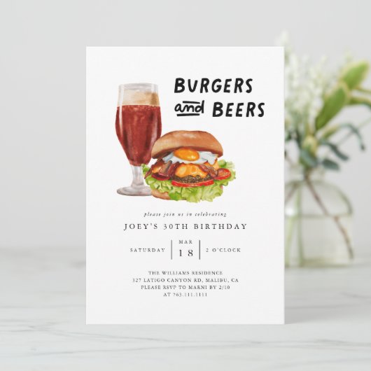 Burgers en Beers BBQ Verjaardagsfeest Kaart (Staand voorkant)