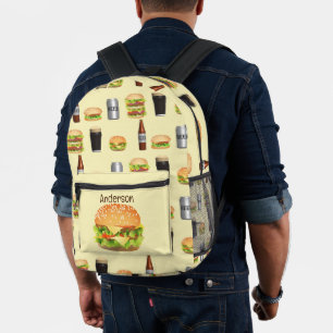 Burgers en bier bedrukte rugzak