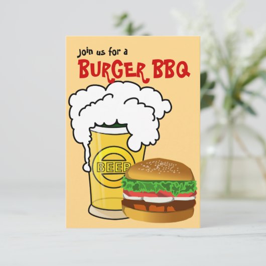Burgers en Bier Zomer Fun Party Uitnodiging (Staand voorkant)