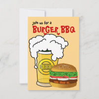Burgers en Bier Zomer Fun Party Uitnodiging
