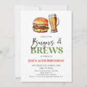 Burgers en Brews Bier Glas Verjaardagsfeest Kaart (Voorkant)