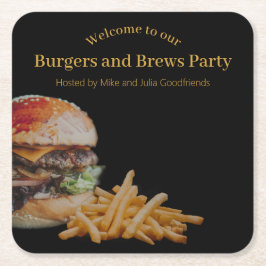 Burgers en Brews Party Kartonnen Onderzetters