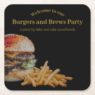 Burgers en Brews Party Kartonnen Onderzetters
