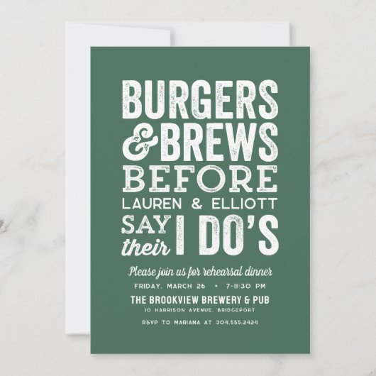 Burgers en brouwsels voordat ik doe groene pre-bru kaart (Voorkant)