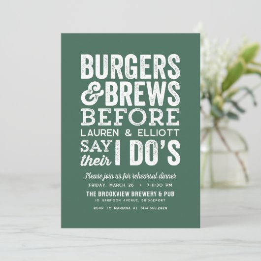 Burgers en brouwsels voordat ik doe groene pre-bru kaart (Staand voorkant)