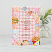 Burgers en frietjes fastfood verjaardagsfeestje kaart (Staand voorkant)