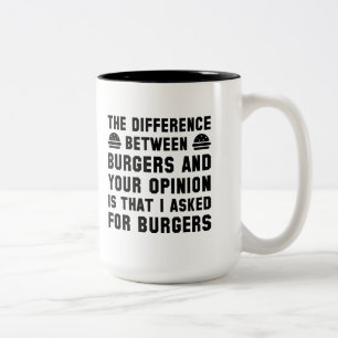Burgers en je mening tweekleurige koffiemok