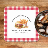 Burgers & Fries Picknick Trouwdouche Kartonnen Onderzetters