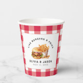 Burgers & Fries Picknick Trouwdouche Papieren Bekers (Voorkant)