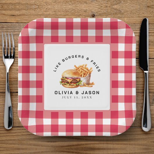 Burgers & Fries Picknick Trouwdouche Papieren Bordje